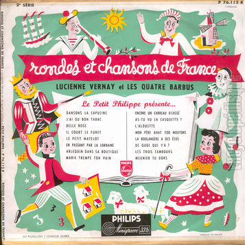 [Pochette de Rondes et chansons de France n 2 (Lucienne VERNAY et les QUATRE BARBUS)]