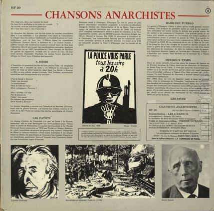 [Pochette de Chansons anarchistes (Les QUATRE BARBUS) - verso]