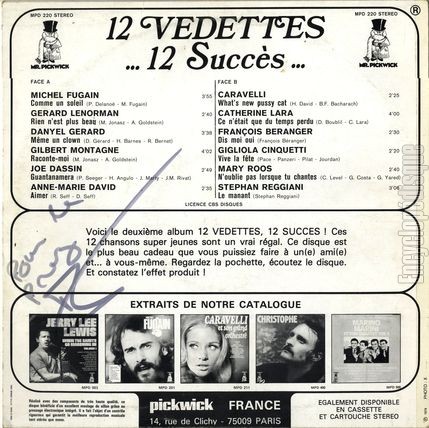 [Pochette de 12 vedettes - 12 succs vol.2 (COMPILATION) - verso]