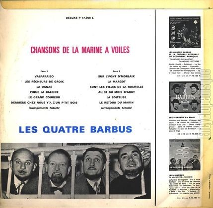 [Pochette de Chansons de la marine  voile (Les QUATRE BARBUS) - verso]