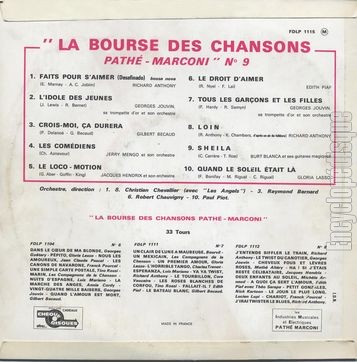 [Pochette de La bourse des chansons n 9 (La BOURSE DES CHANSONS) - verso]