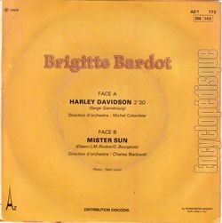 [Pochette de Harley Davidson (Brigitte BARDOT) - verso]