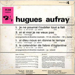 [Pochette de Je ne pourrai t’oublier tout  fait (Hugues AUFRAY) - verso]