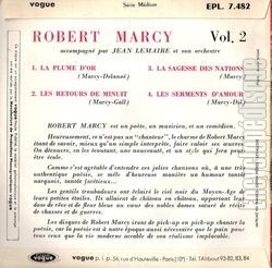 [Pochette de La plume d’or - vol. 2 (Robert MARCY) - verso]