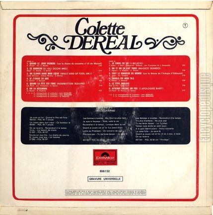 [Pochette de Colette Deral (Colette DERAL) - verso]