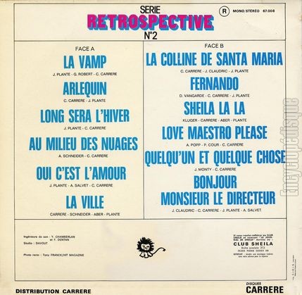 [Pochette de Srie rtrospective n2 (SHEILA) - verso]