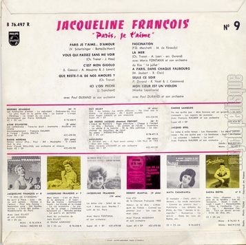 [Pochette de Paris je t’aime - n 9 (Jacqueline FRANOIS) - verso]