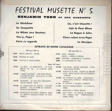 [Pochette de Festival musette n5 (Benjamin TODD) - verso]