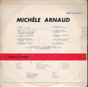 [Pochette de Julie, Zon zon zon, La chabraque… (Michle ARNAUD) - verso]