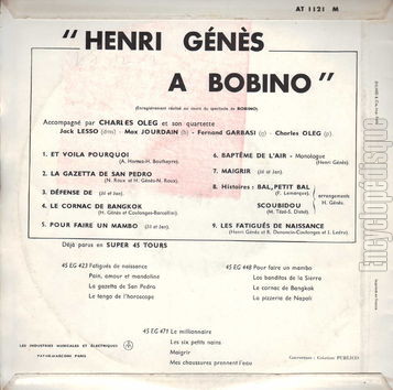 [Pochette de Henri Gns  Bobino (Henri GNS) - verso]