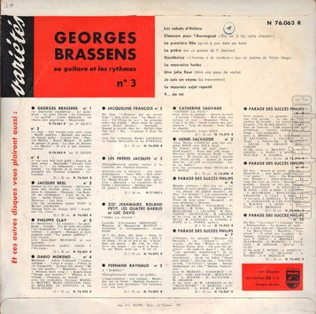 [Pochette de Les sabots d’Hlne, La prire, P… de toi… - 3 (Georges BRASSENS) - verso]