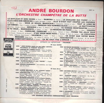 [Pochette de L’orchestre champtre de la Butte vous fait danser sur les airs de la Belle poque (L’ORCHESTRE CHAMPTRE DE LA BUTTE) - verso]