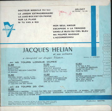 [Pochette de Docteur Miracle (Jacques HLIAN) - verso]