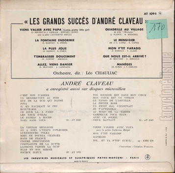 [Pochette de Les grands succs d’Andr Claveau (Andr CLAVEAU) - verso]