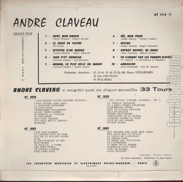 [Pochette de Dors, mon amour (Andr CLAVEAU) - verso]