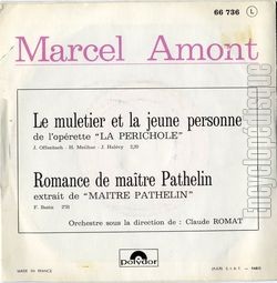 [Pochette de Le muletier et la jeune personne (de l’oprette "la prichole") (Marcel AMONT) - verso]