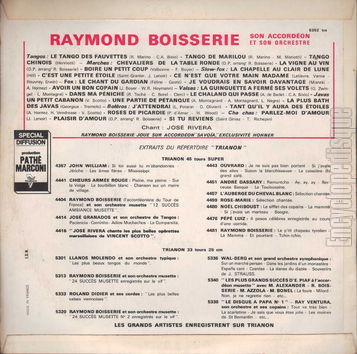 [Pochette de 24 succs musette enregistrs en public (Raymond BOISSERIE) - verso]