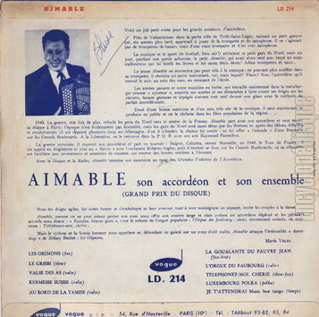 [Pochette de Aimable (AIMABLE) - verso]