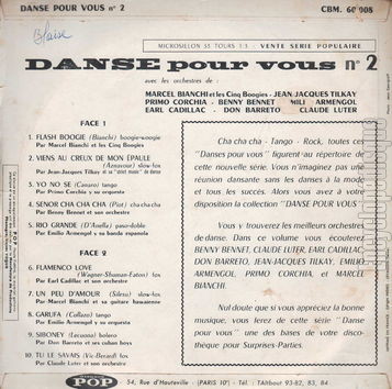 [Pochette de Danse pour vous n 2 (COMPILATION) - verso]