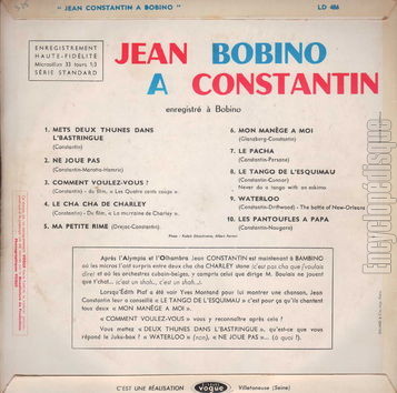 [Pochette de Jean Constantin  Bobino (Jean CONSTANTIN) - verso]