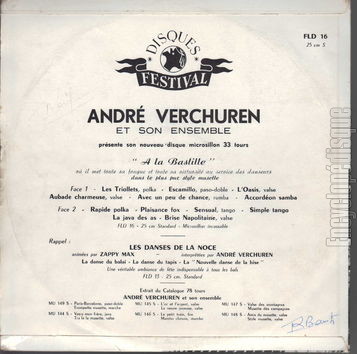 [Pochette de  la Bastille (Andr VERCHUREN) - verso]