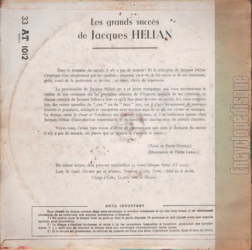 [Pochette de Les succs de Jacques Hlian (Jacques HLIAN) - verso]