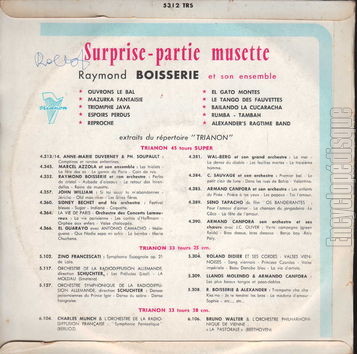 [Pochette de Surprise partie musette (Raymond BOISSERIE) - verso]