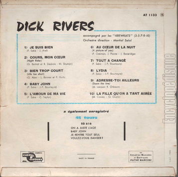 [Pochette de Je suis bien, Baby John, Tout a chang… (Dick RIVERS) - verso]