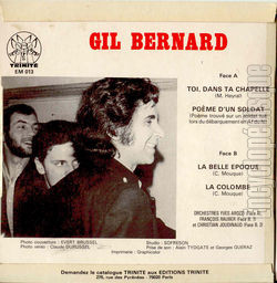 [Pochette de Toi, dans ta chapelle (Gil BERNARD) - verso]