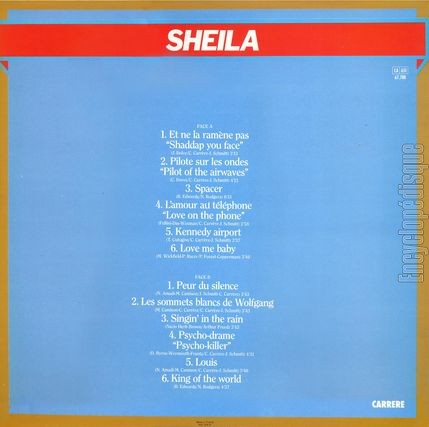 [Pochette de Et ne la ramne pas - Disque d’or (SHEILA) - verso]