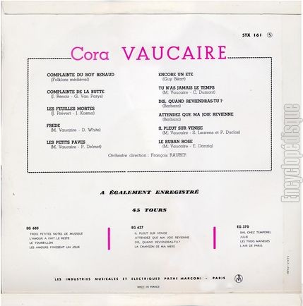 [Pochette de Complainte du roy Renaud, Complainte de la butte… (Cora VAUCAIRE) - verso]