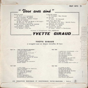 [Pochette de Vous avez aim… (Yvette GIRAUD) - verso]