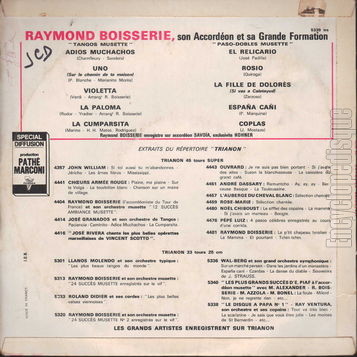 [Pochette de Pasos musette (Raymond BOISSERIE) - verso]