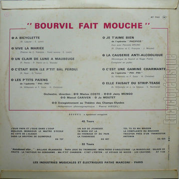 [Pochette de Bourvil fait  mouche  (BOURVIL) - verso]