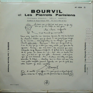 [Pochette de 8 chansons pour les petits (BOURVIL) - verso]