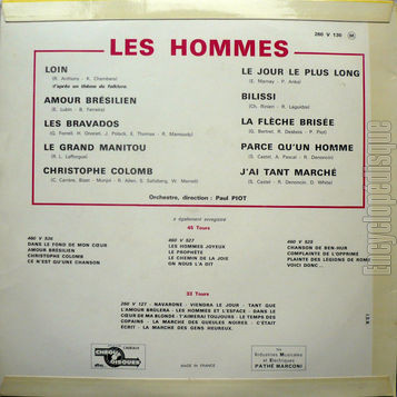 [Pochette de Loin, Les Bravados, Bilissi… (Les HOMMES) - verso]