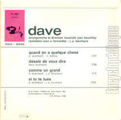 [Pochette de Quand on a quelque chose (DAVE) - verso]