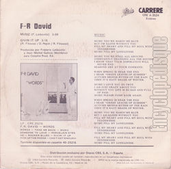 [Pochette de Music (F.R. DAVID) - verso]