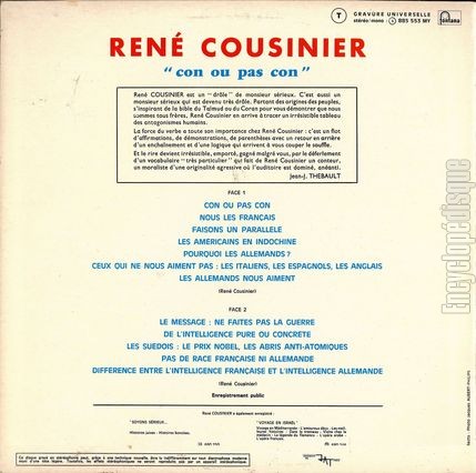 [Pochette de Con ou pas con (Ren COUSINIER) - verso]