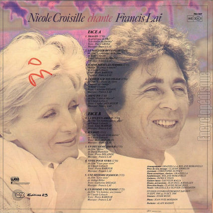 [Pochette de Chante Francis Lai (Nicole CROISILLE) - verso]