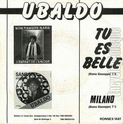 [Pochette de Tu es belle (UBALDO) - verso]