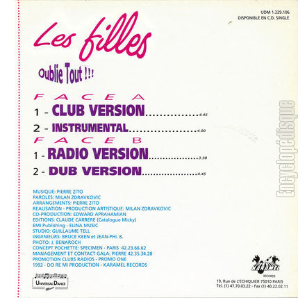 [Pochette de Oublie tout !!! (Les filles (3)) - verso]