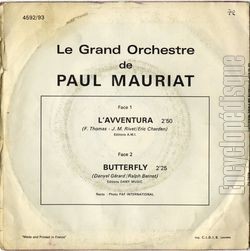 [Pochette de L’avventura (Paul MAURIAT) - verso]