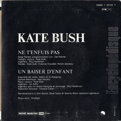 [Pochette de Kate Bush -  Ne t’enfuis pas / Un baiser d’enfant  (Les FRANCOPHILES) - verso]