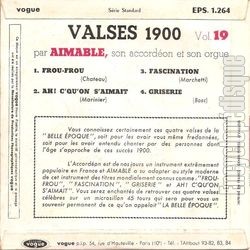 [Pochette de Joue les valses 1900 - vol. 19 (AIMABLE) - verso]