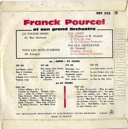 [Pochette de a tourne rond (Franck POURCEL) - verso]