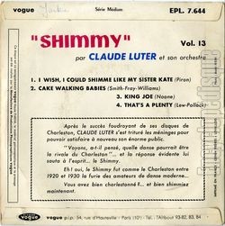 [Pochette de Shimmy (Claude LUTER) - verso]