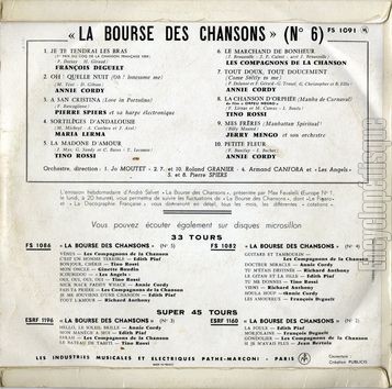 [Pochette de La bourse des chansons n 6 (La BOURSE DES CHANSONS) - verso]