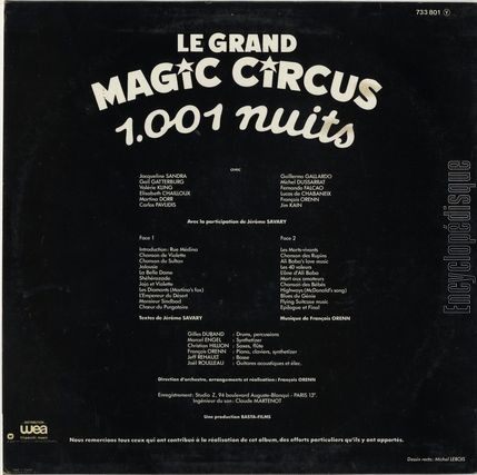 [Pochette de 1.001 nuits (Le GRAND MAGIC CIRCUS) - verso]