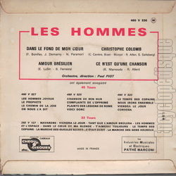 [Pochette de Dans le fond de mon cœur (Les HOMMES) - verso]